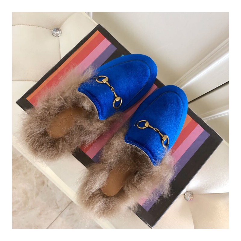 Gucci Princetown Velvet Slipper 397749