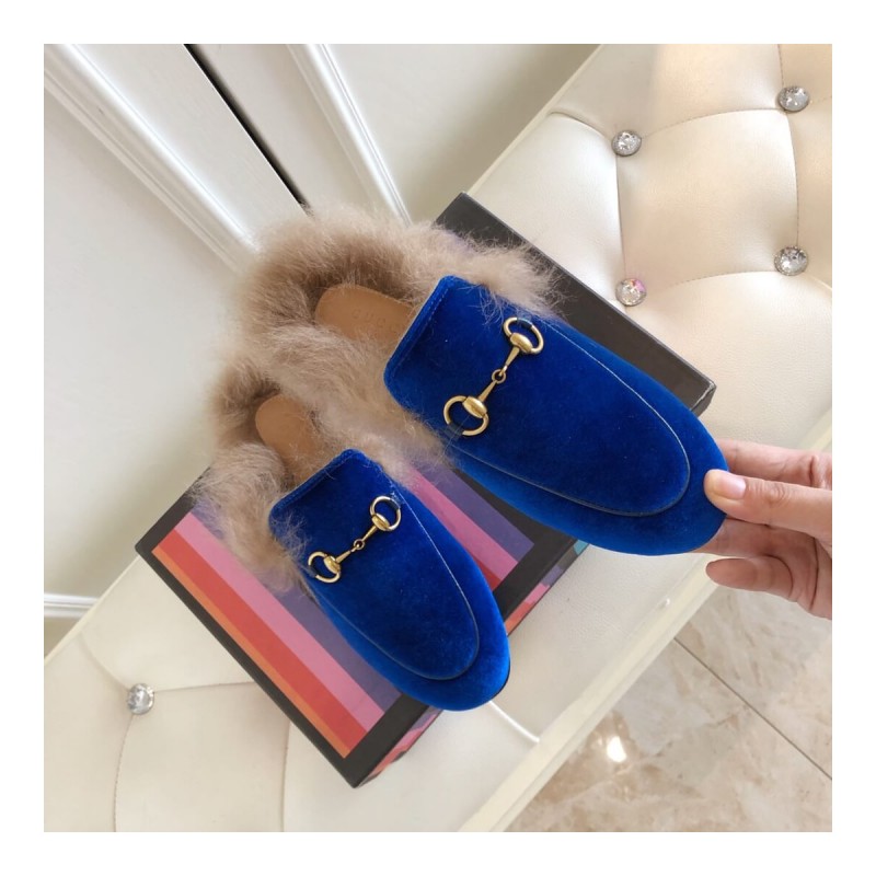 Gucci Princetown Velvet Slipper 397749