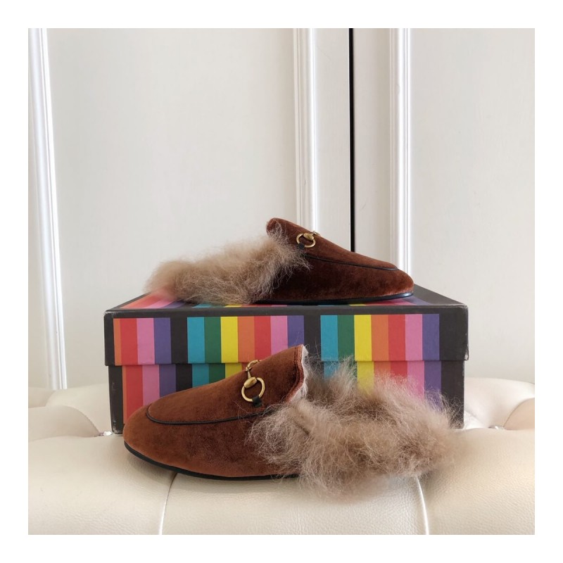 Gucci Princetown Velvet Slipper 397749