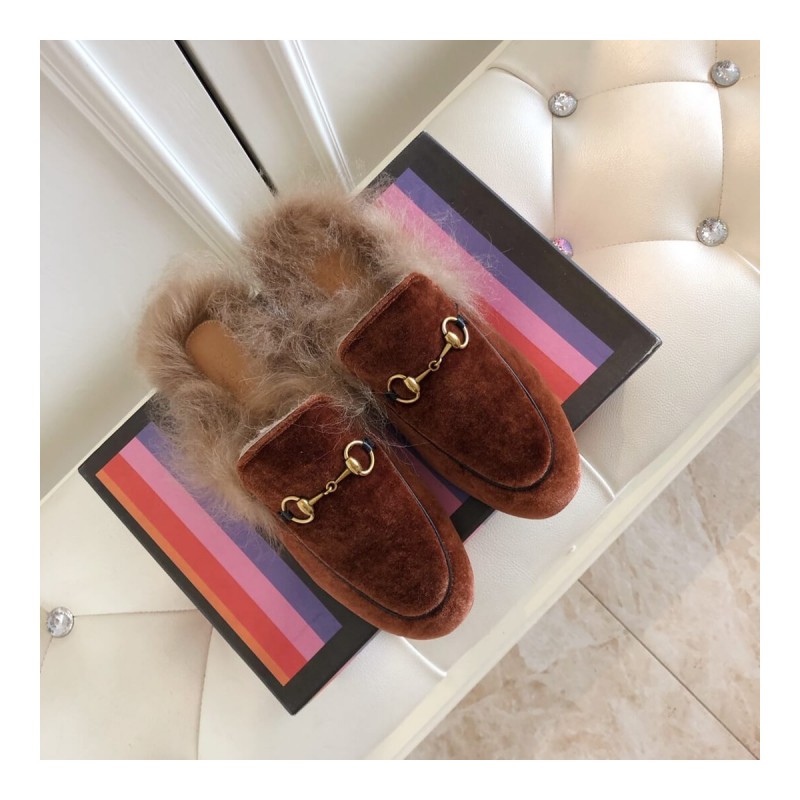 Gucci Princetown Velvet Slipper 397749