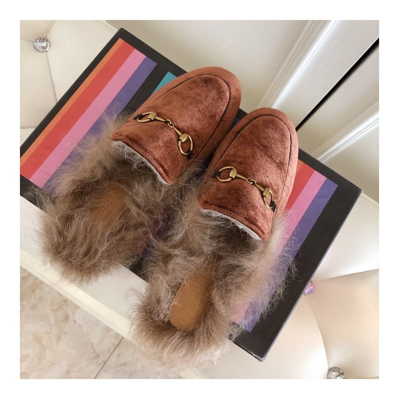 Gucci Princetown Velvet Slipper 397749