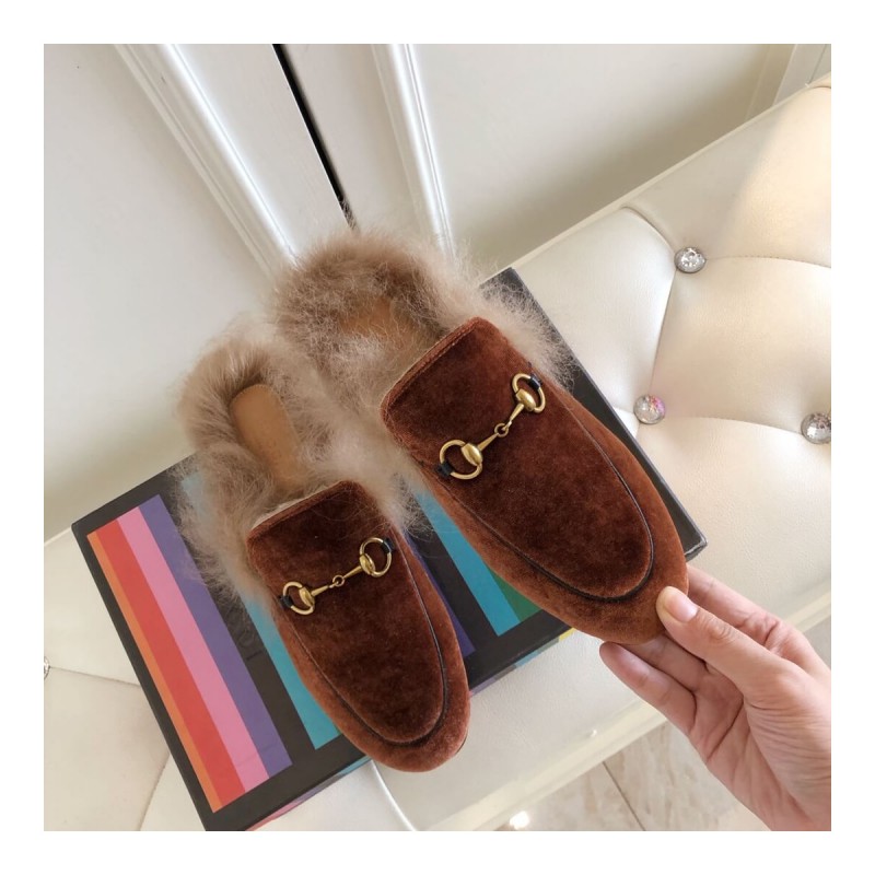 Gucci Princetown Velvet Slipper 397749