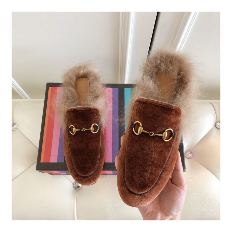 Gucci Princetown Velvet Slipper 397749
