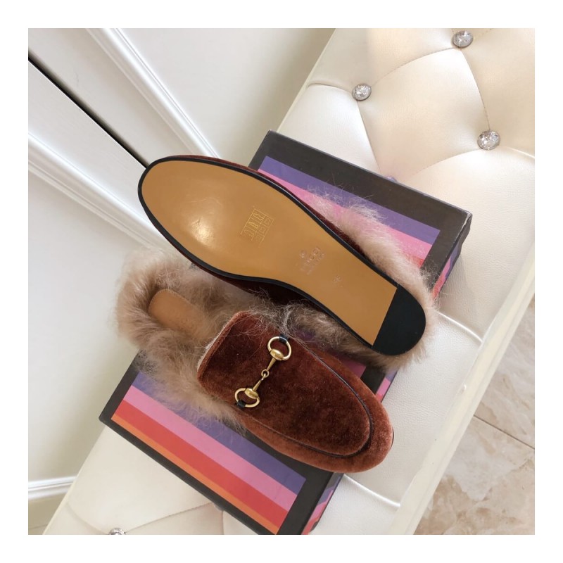 Gucci Princetown Velvet Slipper 397749