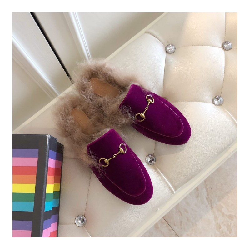 Gucci Princetown Velvet Slipper 397749