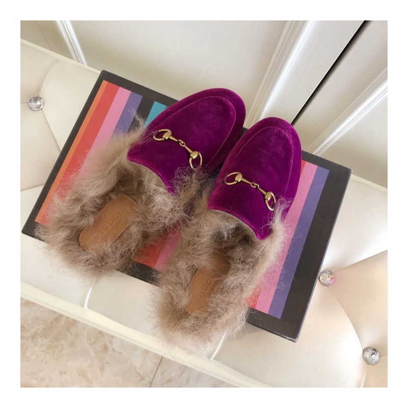 Gucci Princetown Velvet Slipper 397749