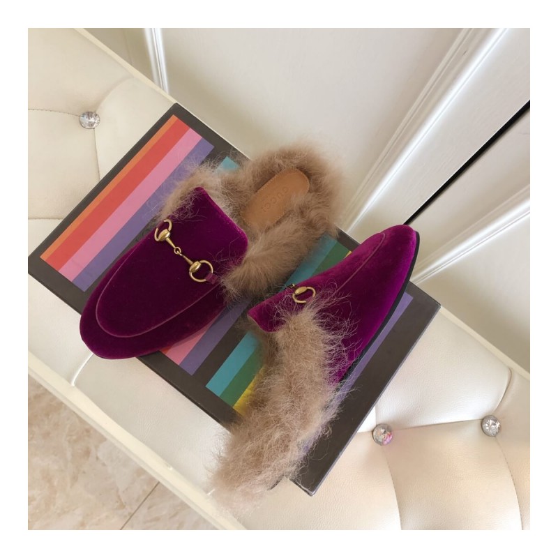 Gucci Princetown Velvet Slipper 397749