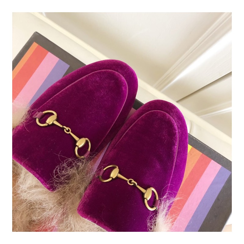 Gucci Princetown Velvet Slipper 397749