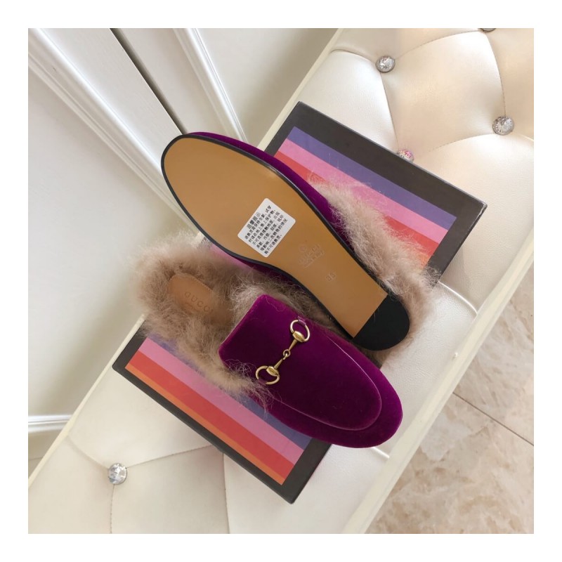 Gucci Princetown Velvet Slipper 397749