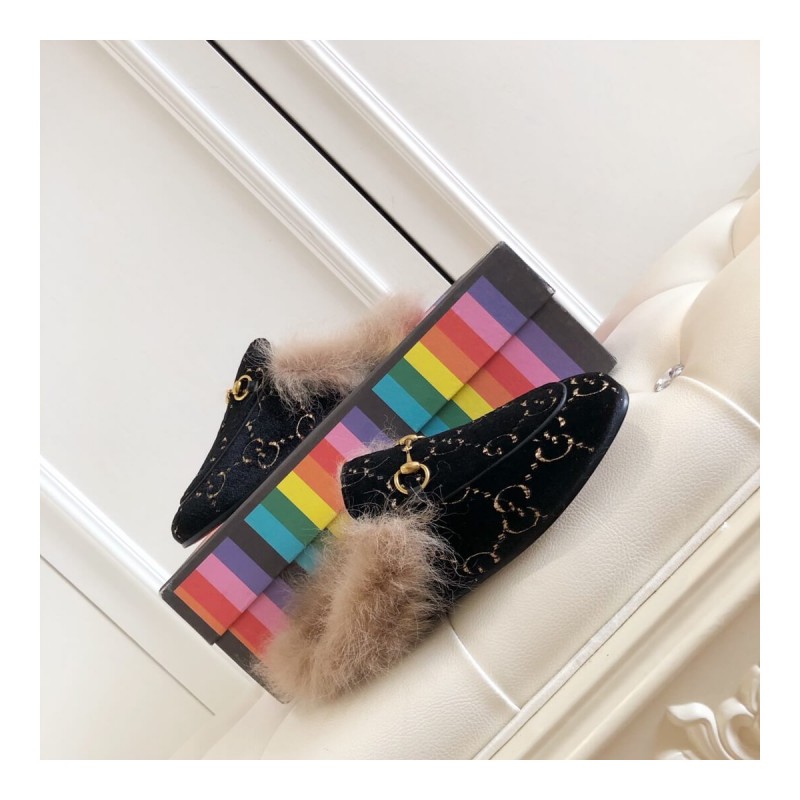 Gucci Princetown GG Velvet Slipper 448657