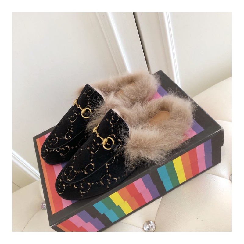 Gucci Princetown GG Velvet Slipper 448657