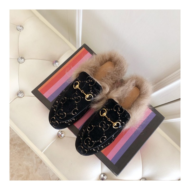 Gucci Princetown GG Velvet Slipper 448657
