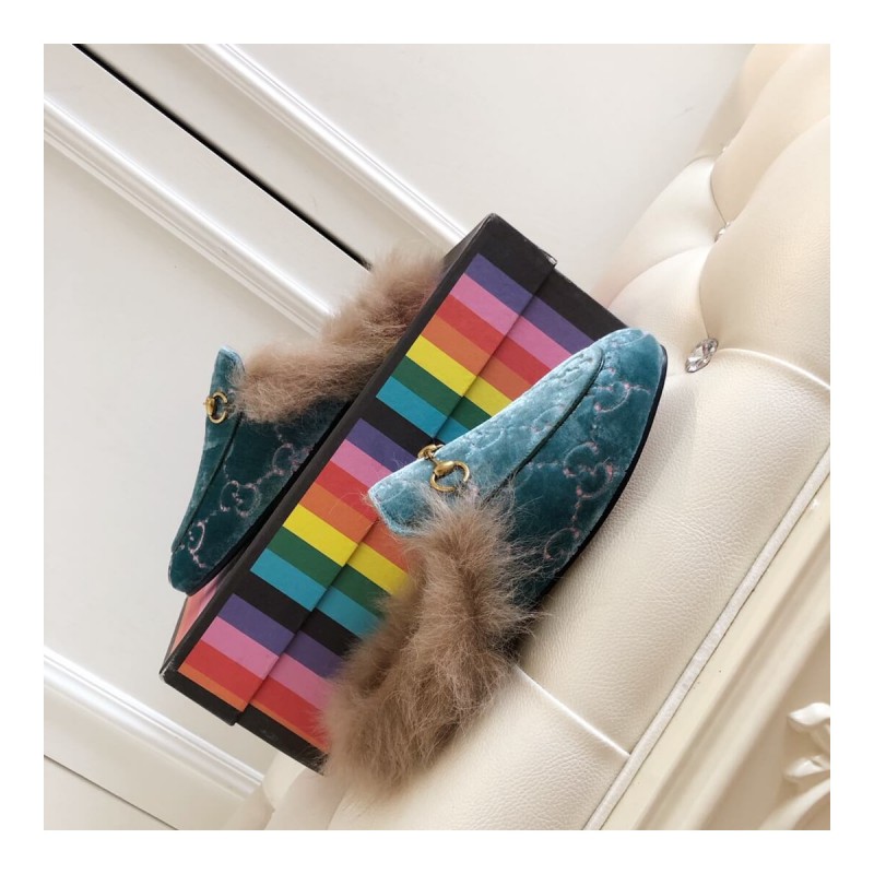 Gucci Princetown GG Velvet Slipper 448657