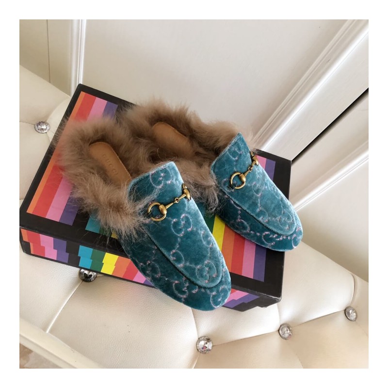 Gucci Princetown GG Velvet Slipper 448657