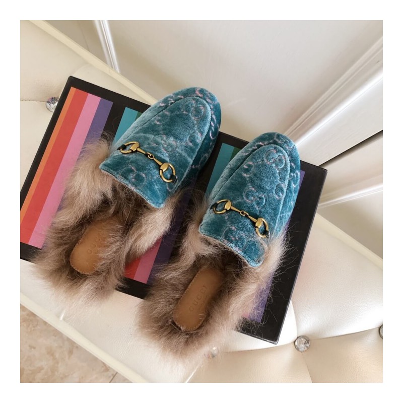 Gucci Princetown GG Velvet Slipper 448657