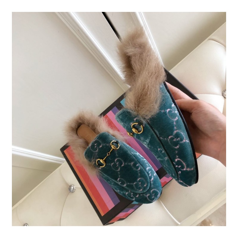 Gucci Princetown GG Velvet Slipper 448657
