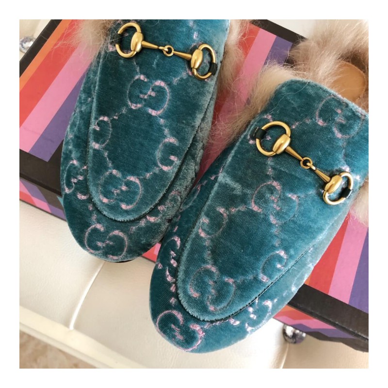 Gucci Princetown GG Velvet Slipper 448657