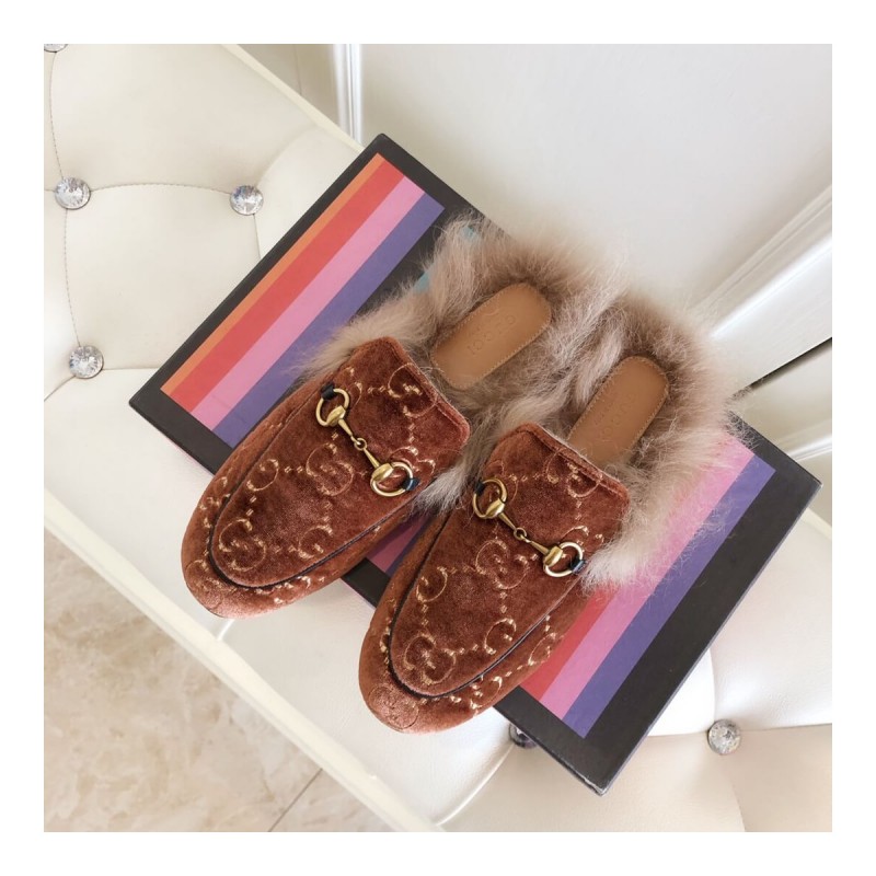 Gucci Princetown GG Velvet Slipper 448657