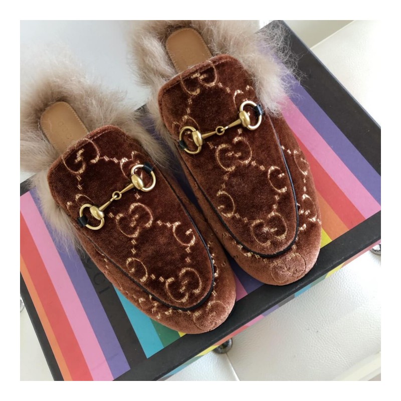 Gucci Princetown GG Velvet Slipper 448657