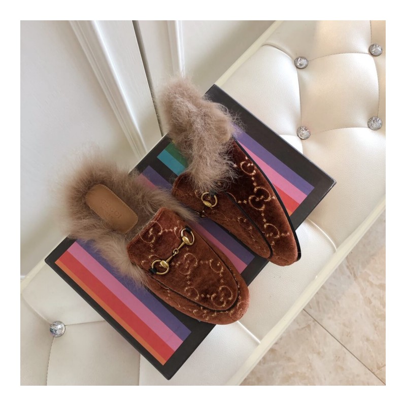 Gucci Princetown GG Velvet Slipper 448657