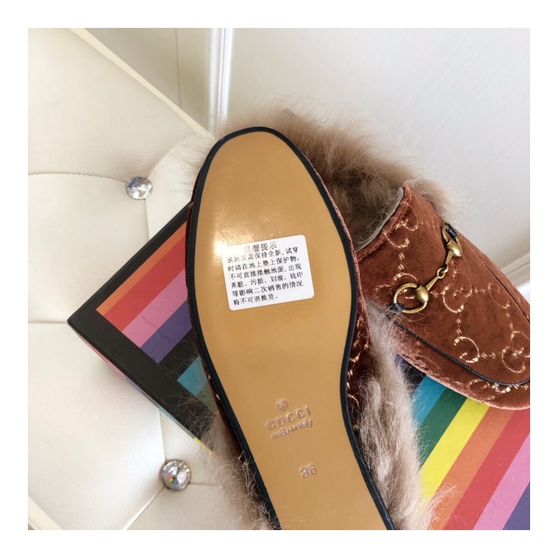 Gucci Princetown GG Velvet Slipper 448657