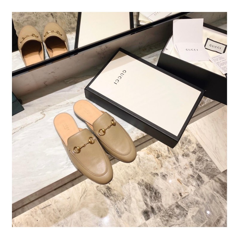 Gucci Princetown Leather Slipper 423513 Light Brown