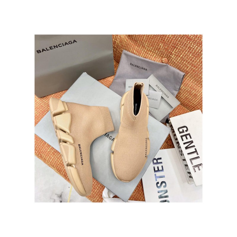 Balenciaga Speed 2.0 Knit Sock Sneakers 617239 Tan