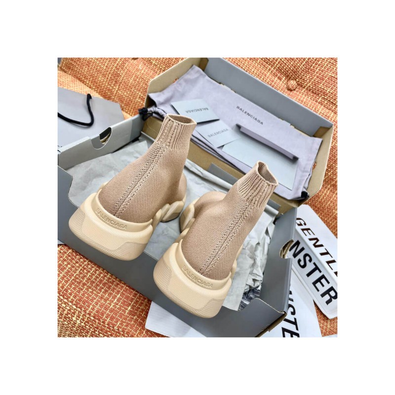 Balenciaga Speed 2.0 Knit Sock Sneakers 617239 Tan