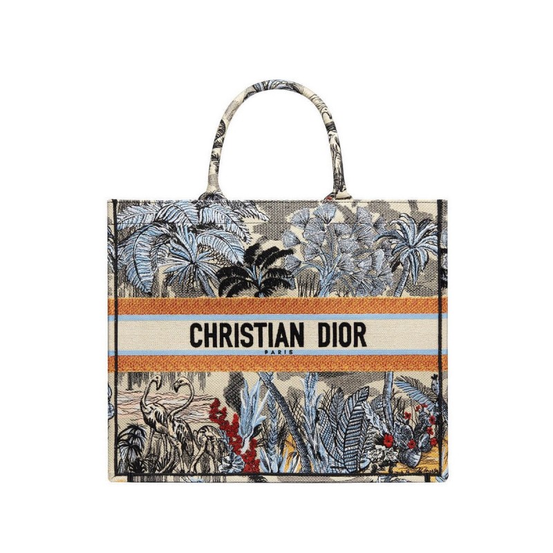 Christian Dior Book Tote Bag In Embroidered Canvas M1286