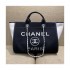 Chanel Wool Felt Deauville Shopping Bag A60598 Black/White