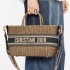 Christian Dior Wicker Basket Shoulder Bag Blue Oblique M7601