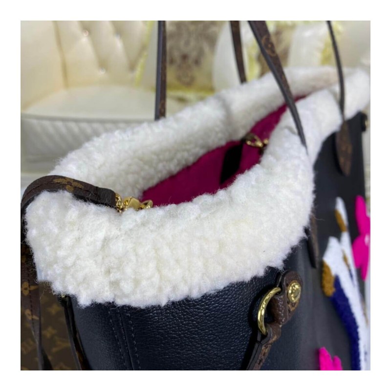 Louis Vuitton Neverfull MM M56960 In Leather and Shearling