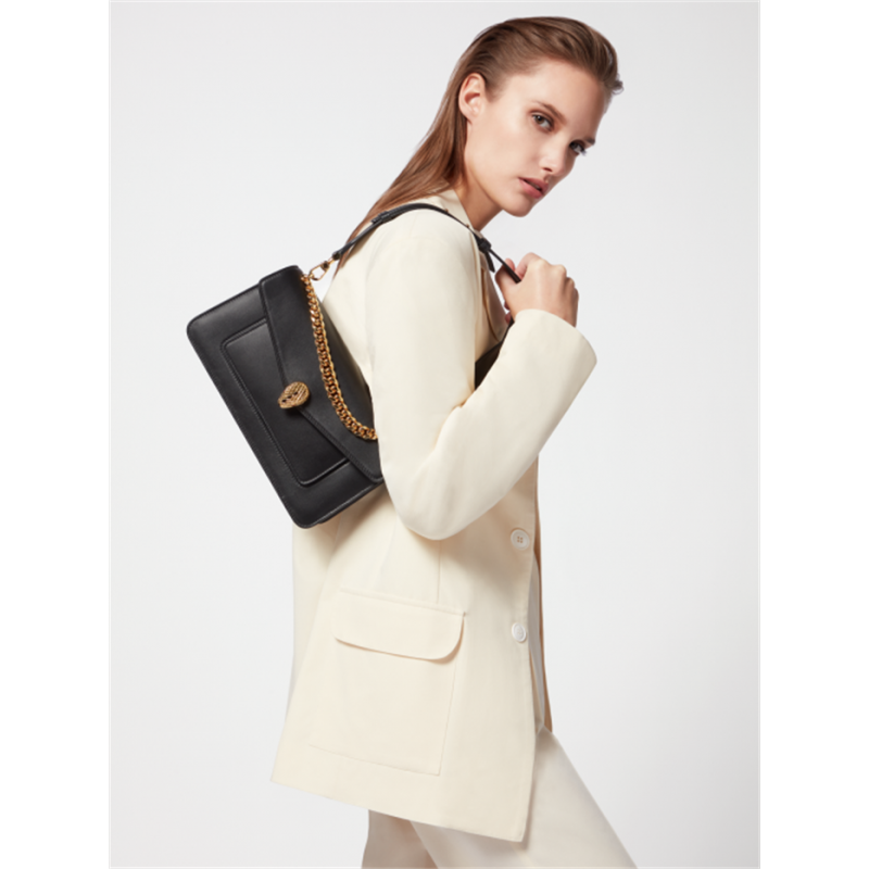 Bvlgari Serpenti East-West Maxi Chain medium shoulder bag Black Calf Leather 292032