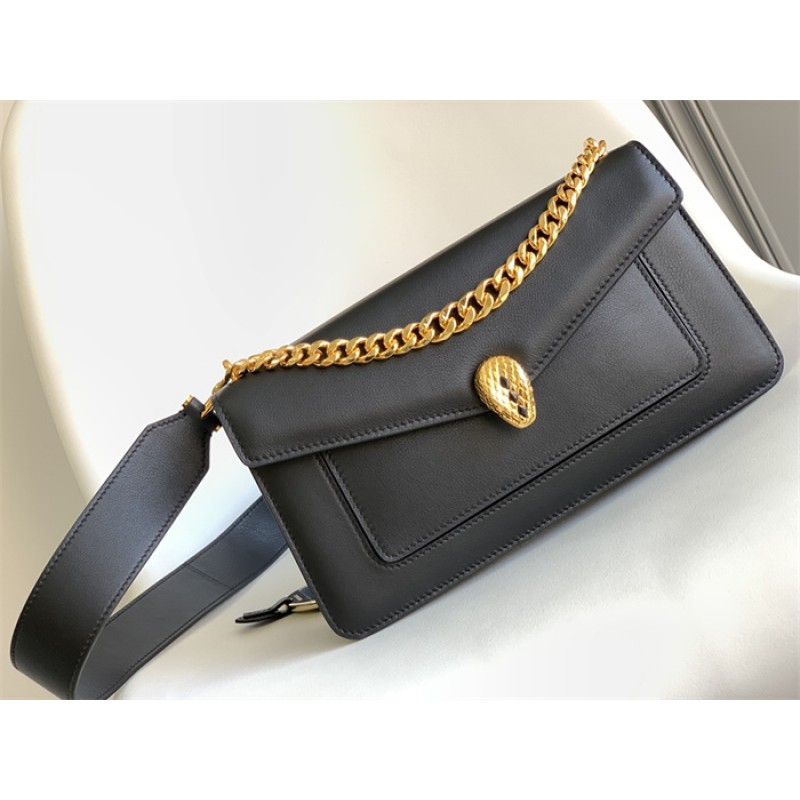 Bvlgari Serpenti East-West Maxi Chain medium shoulder bag Black Calf Leather 292032