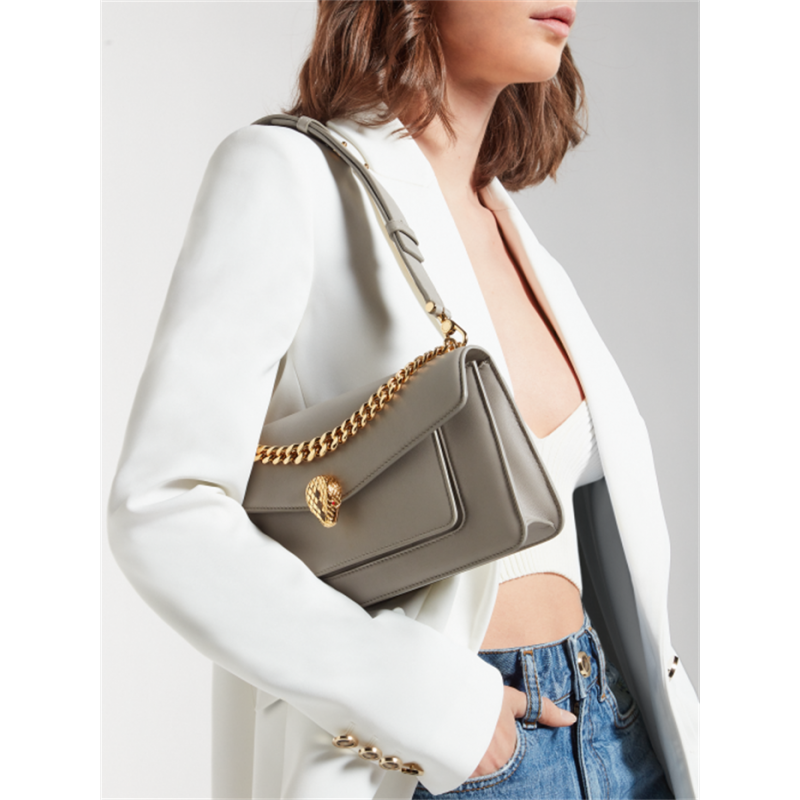 Bvlgari Serpenti East-West Maxi Chain medium shoulder bag Grey Calf Leather 292033