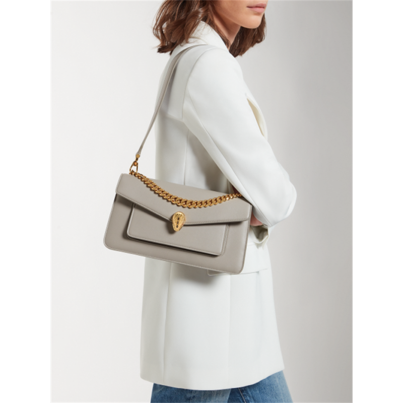 Bvlgari Serpenti East-West Maxi Chain medium shoulder bag Grey Calf Leather 292033