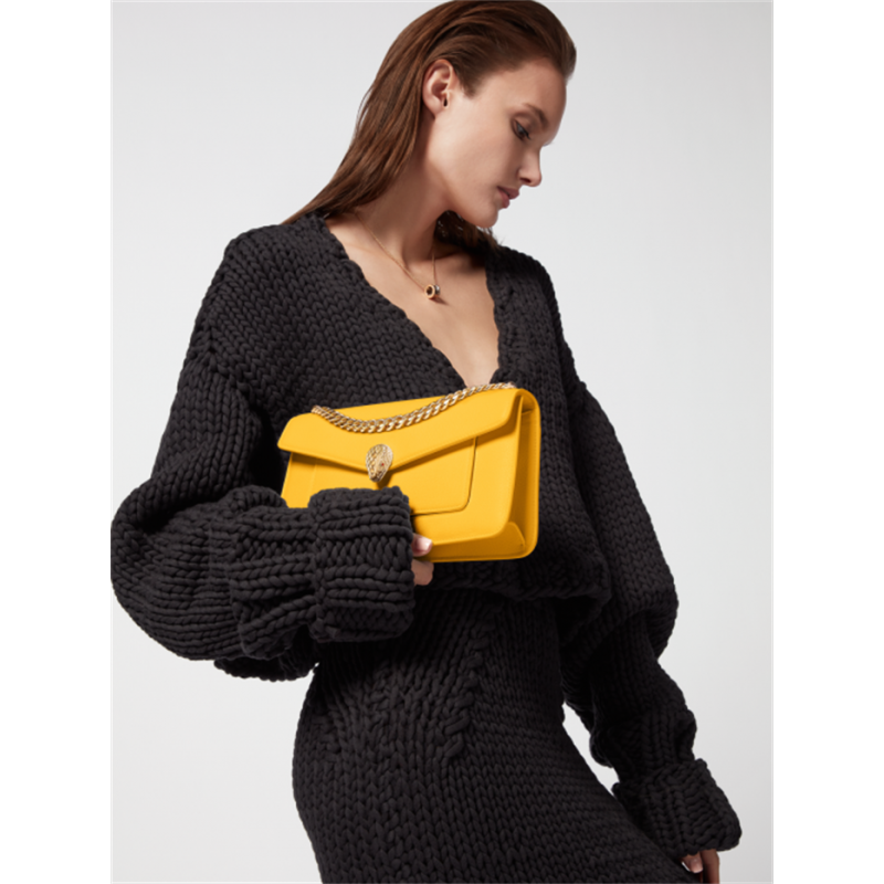 Bvlgari Serpenti East-West Maxi Chain medium shoulder bag Yellow Calf Leather 292034