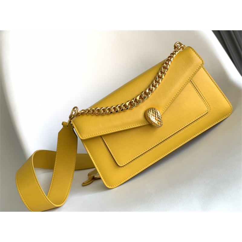 Bvlgari Serpenti East-West Maxi Chain medium shoulder bag Yellow Calf Leather 292034