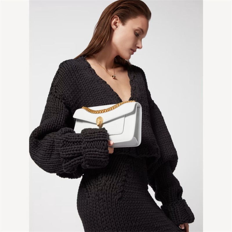 Bvlgari Serpenti East-West Maxi Chain medium shoulder bag  White Calf Leather 292054