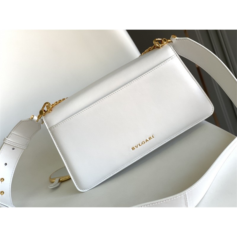 Bvlgari Serpenti East-West Maxi Chain medium shoulder bag  White Calf Leather 292054