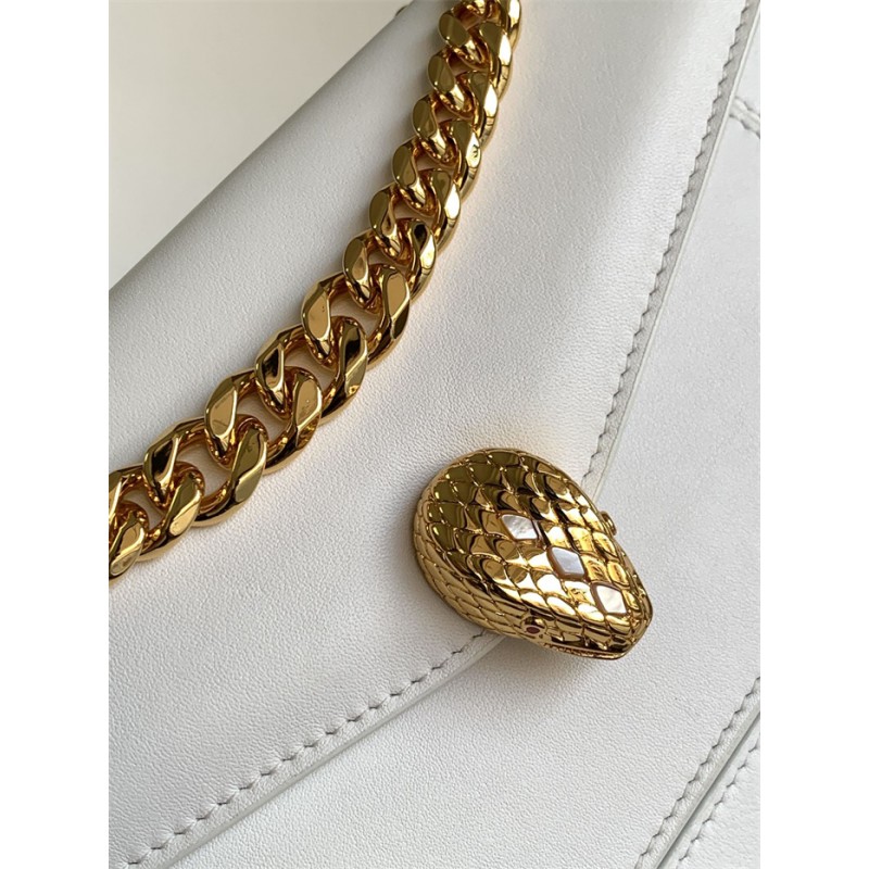 Bvlgari Serpenti East-West Maxi Chain medium shoulder bag  White Calf Leather 292054