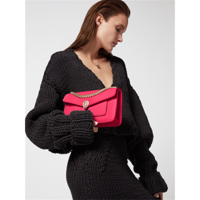 Bvlgari Serpenti East-West Maxi Chain medium shoulder bag Pink Calf Leather 292116