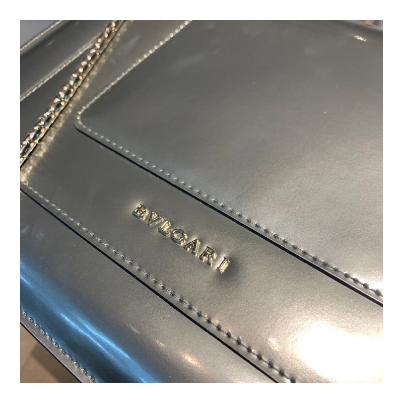 Bvlgari Serpenti Forever Shoulder Bag 28cm in Silver Brushed Metallic 35106