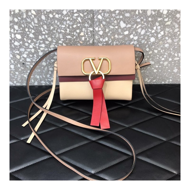 Valentino Garavani Mini Vring Smooth Calfskin And Buffalo Leather Shoulder Bag 0004