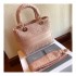 Christian Dior Textile Fabric Medium Lady Dior Bag L4455