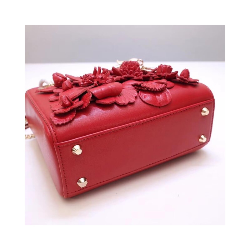 Christian Dior Lambskin Embroidered Flowers Mini "Lady Dior" Bag M0565