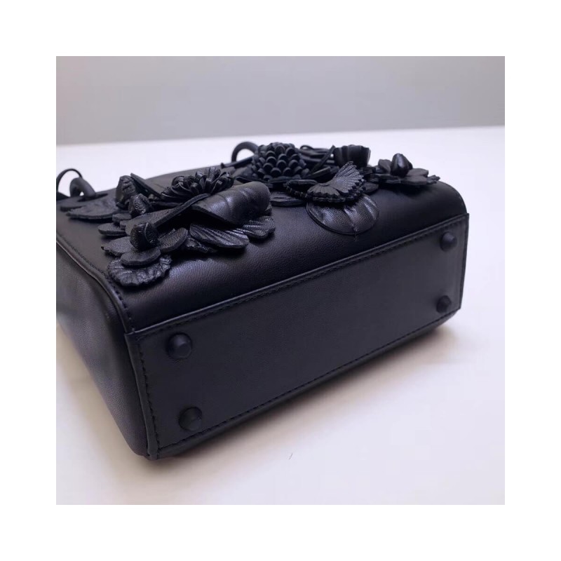 Christian Dior Lambskin Embroidered Flowers Mini "Lady Dior" Bag M0565