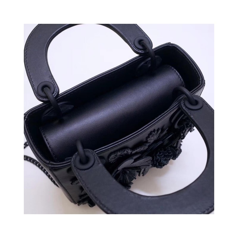 Christian Dior Lambskin Embroidered Flowers Mini "Lady Dior" Bag M0565