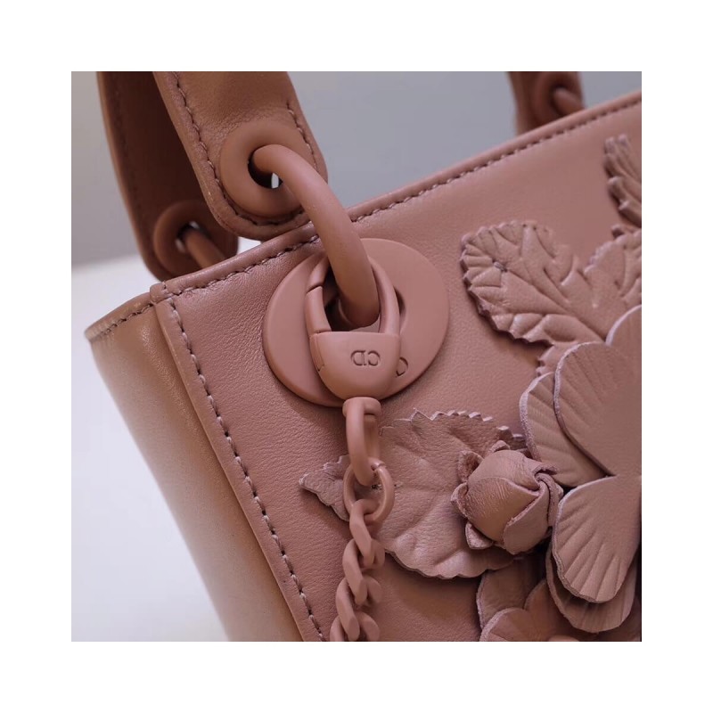 Christian Dior Lambskin Embroidered Flowers Mini "Lady Dior" Bag M0565