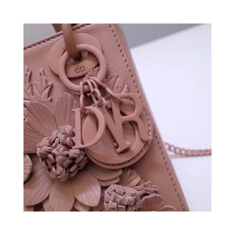 Christian Dior Lambskin Embroidered Flowers Mini "Lady Dior" Bag M0565